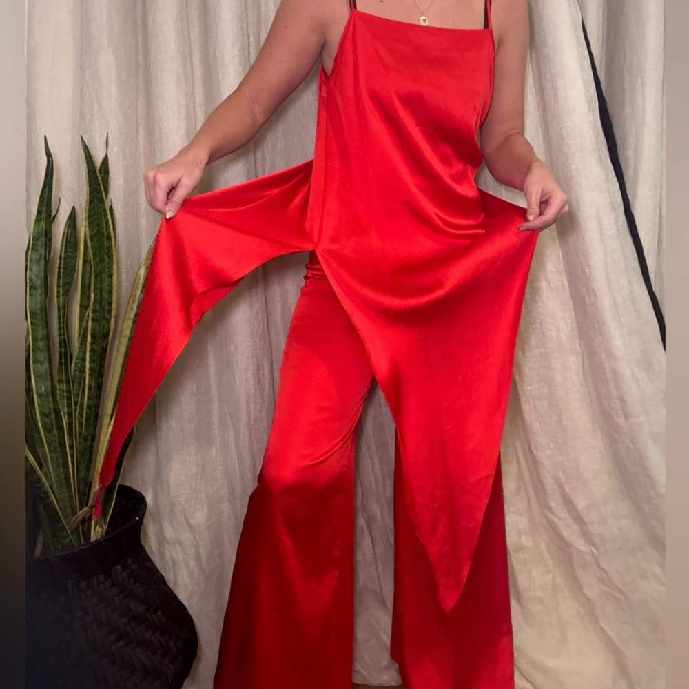 Zara red two piece satin set sold out